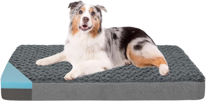 Orthopedic Memory Foam Dog Bed, Cooling Dog Beds Waterproof Pet Bed for Crate with Removable Washable Cover, L(35inch,65Lbs)
