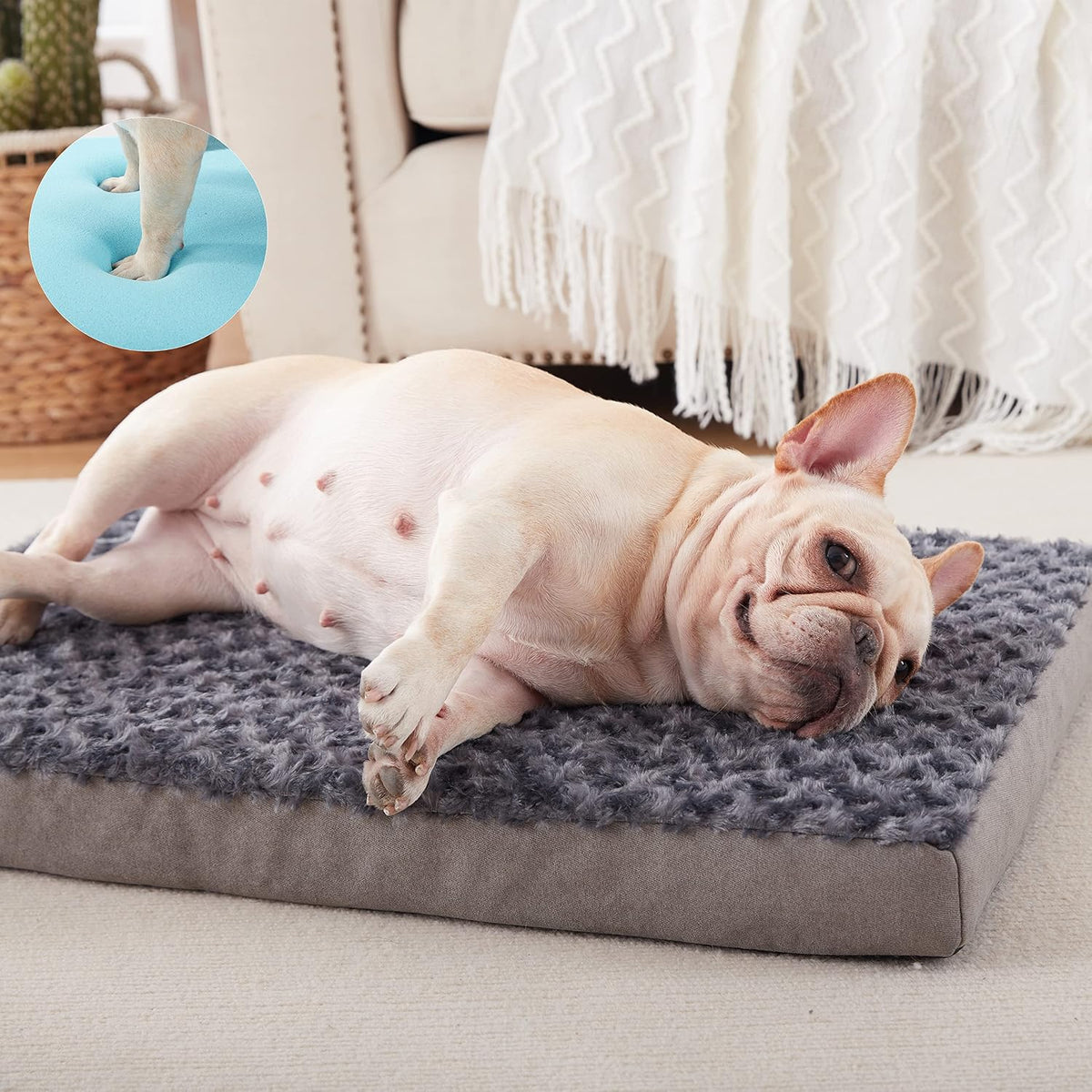 Orthopedic Memory Foam Dog Bed, Cooling Dog Beds Waterproof Pet Bed for Crate with Removable Washable Cover, L(35inch,65Lbs)