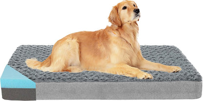 Orthopedic Memory Foam Dog Bed, Cooling Dog Beds Waterproof Pet Bed for Crate with Removable Washable Cover, L(35inch,65Lbs)