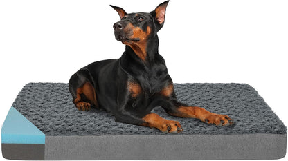 Orthopedic Memory Foam Dog Bed, Cooling Dog Beds Waterproof Pet Bed for Crate with Removable Washable Cover, L(35inch,65Lbs)