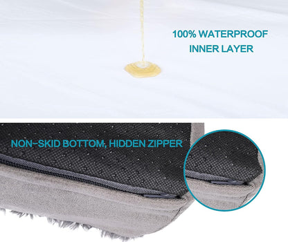 Orthopedic Memory Foam Dog Bed, Cooling Dog Beds Waterproof Pet Bed for Crate with Removable Washable Cover, L(35inch,65Lbs)