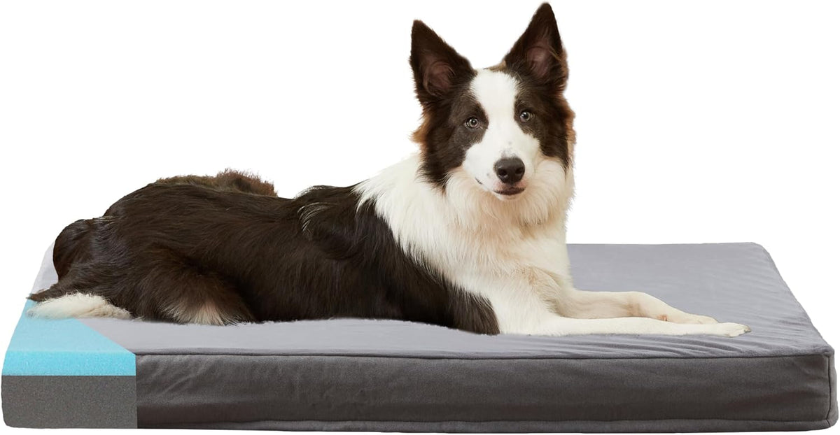 Orthopedic Memory Foam Dog Bed, Cooling Dog Beds Waterproof Pet Bed for Crate with Removable Washable Cover, L(35inch,65Lbs)