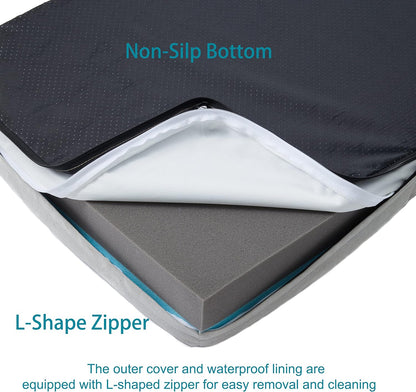 Orthopedic Memory Foam Dog Bed, Cooling Dog Beds Waterproof Pet Bed for Crate with Removable Washable Cover, L(35inch,65Lbs)