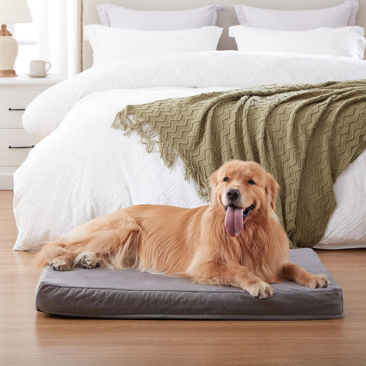 Orthopedic Memory Foam Dog Bed, Cooling Dog Beds Waterproof Pet Bed for Crate with Removable Washable Cover, L(35inch,65Lbs)