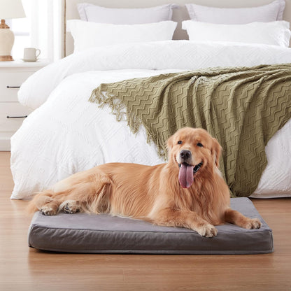 Orthopedic Memory Foam Dog Bed, Cooling Dog Beds Waterproof Pet Bed for Crate with Removable Washable Cover, L(35inch,65Lbs)
