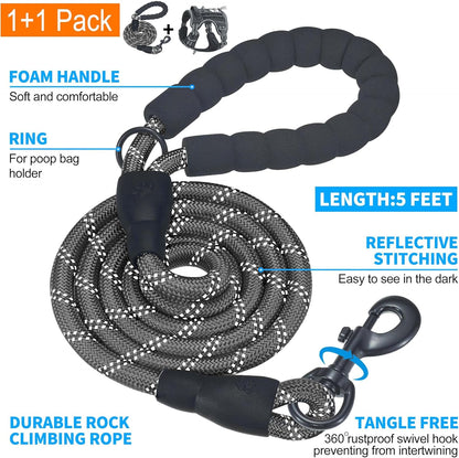 Beebiepet Heavy Duty Tactical Dog Harness for Small Dogs, No Pull Adjustable Pet Harness Reflective Service Training Easy Control Pet Vest Military K9 Working Dog Harnesses- Large, Brown