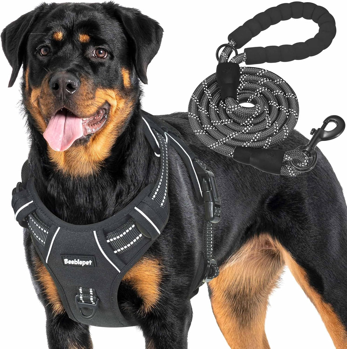 Beebiepet Heavy Duty Tactical Dog Harness for Small Dogs, No Pull Adjustable Pet Harness Reflective Service Training Easy Control Pet Vest Military K9 Working Dog Harnesses- Large, Brown