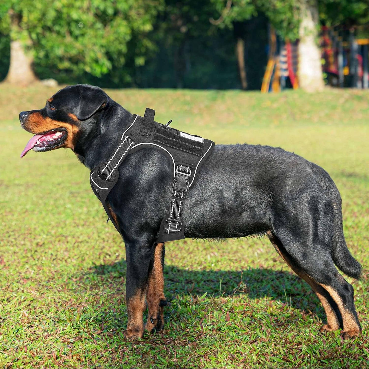 Beebiepet Heavy Duty Tactical Dog Harness for Small Dogs, No Pull Adjustable Pet Harness Reflective Service Training Easy Control Pet Vest Military K9 Working Dog Harnesses- Large, Brown