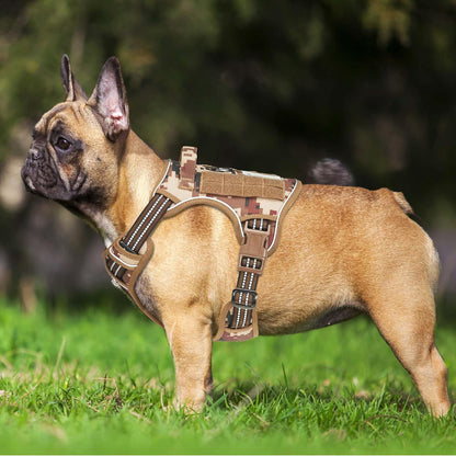 Beebiepet Heavy Duty Tactical Dog Harness for Small Dogs, No Pull Adjustable Pet Harness Reflective Service Training Easy Control Pet Vest Military K9 Working Dog Harnesses- Large, Brown