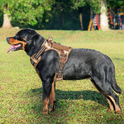 Beebiepet Heavy Duty Tactical Dog Harness for Small Dogs, No Pull Adjustable Pet Harness Reflective Service Training Easy Control Pet Vest Military K9 Working Dog Harnesses- Large, Brown