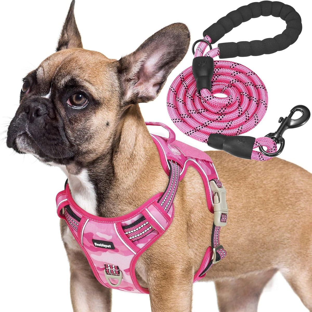 Beebiepet Heavy Duty Tactical Dog Harness for Small Dogs, No Pull Adjustable Pet Harness Reflective Service Training Easy Control Pet Vest Military K9 Working Dog Harnesses- Large, Brown