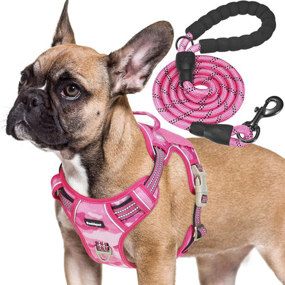 Beebiepet Heavy Duty Tactical Dog Harness for Small Dogs, No Pull Adjustable Pet Harness Reflective Service Training Easy Control Pet Vest Military K9 Working Dog Harnesses- Large, Brown