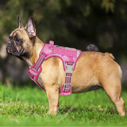 Beebiepet Heavy Duty Tactical Dog Harness for Small Dogs, No Pull Adjustable Pet Harness Reflective Service Training Easy Control Pet Vest Military K9 Working Dog Harnesses- Large, Brown