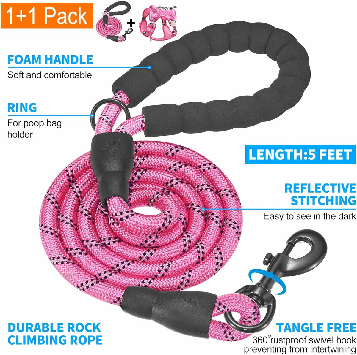 Beebiepet Heavy Duty Tactical Dog Harness for Small Dogs, No Pull Adjustable Pet Harness Reflective Service Training Easy Control Pet Vest Military K9 Working Dog Harnesses- Large, Brown