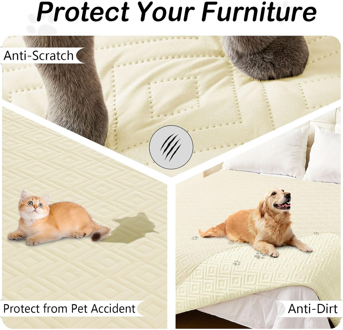 Waterproof Reversible Dog Blanket, Pet Blanket for Sofa Couch | Waterproof Protection, Soft Fabric, Reversible Design, Washable, Sofa Protection from Pet Hair & Messes (30x70 Inch)