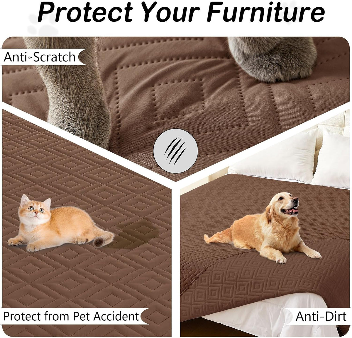 Waterproof Reversible Dog Blanket, Pet Blanket for Sofa Couch | Waterproof Protection, Soft Fabric, Reversible Design, Washable, Sofa Protection from Pet Hair & Messes (30x70 Inch)