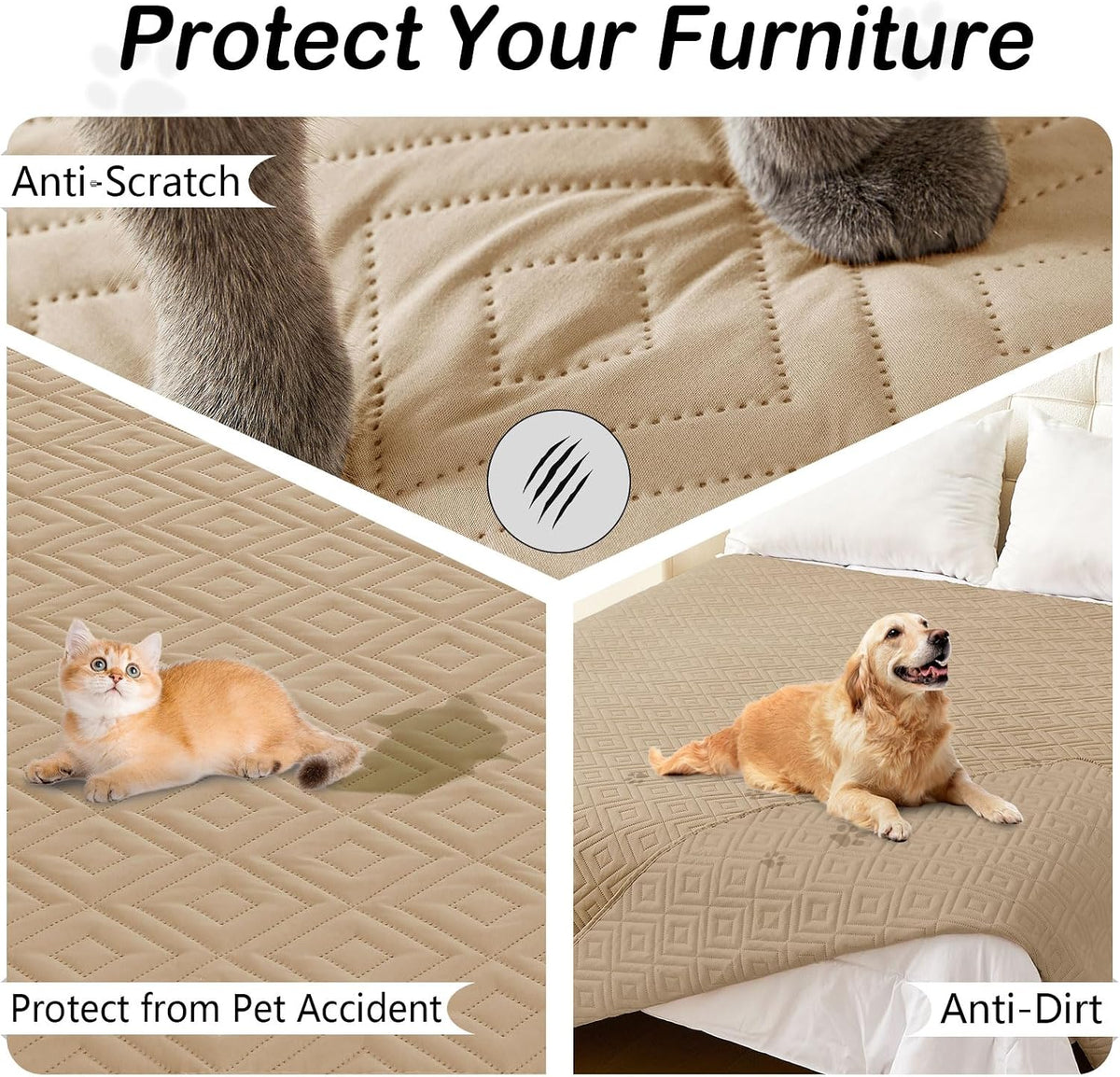 Waterproof Reversible Dog Blanket, Pet Blanket for Sofa Couch | Waterproof Protection, Soft Fabric, Reversible Design, Washable, Sofa Protection from Pet Hair & Messes (30x70 Inch)