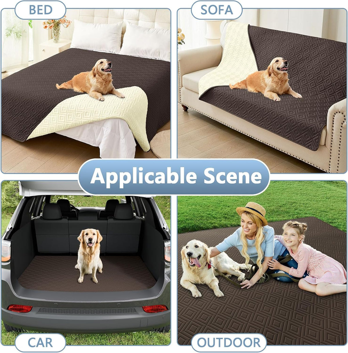 Waterproof Reversible Dog Blanket, Pet Blanket for Sofa Couch | Waterproof Protection, Soft Fabric, Reversible Design, Washable, Sofa Protection from Pet Hair & Messes (30x70 Inch)