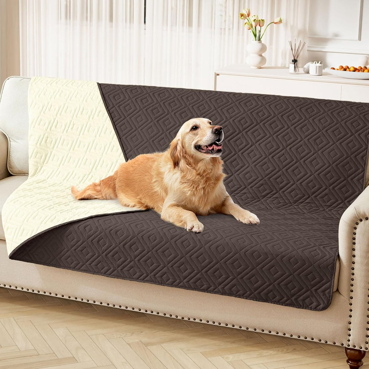 Waterproof Reversible Dog Blanket, Pet Blanket for Sofa Couch | Waterproof Protection, Soft Fabric, Reversible Design, Washable, Sofa Protection from Pet Hair & Messes (30x70 Inch)