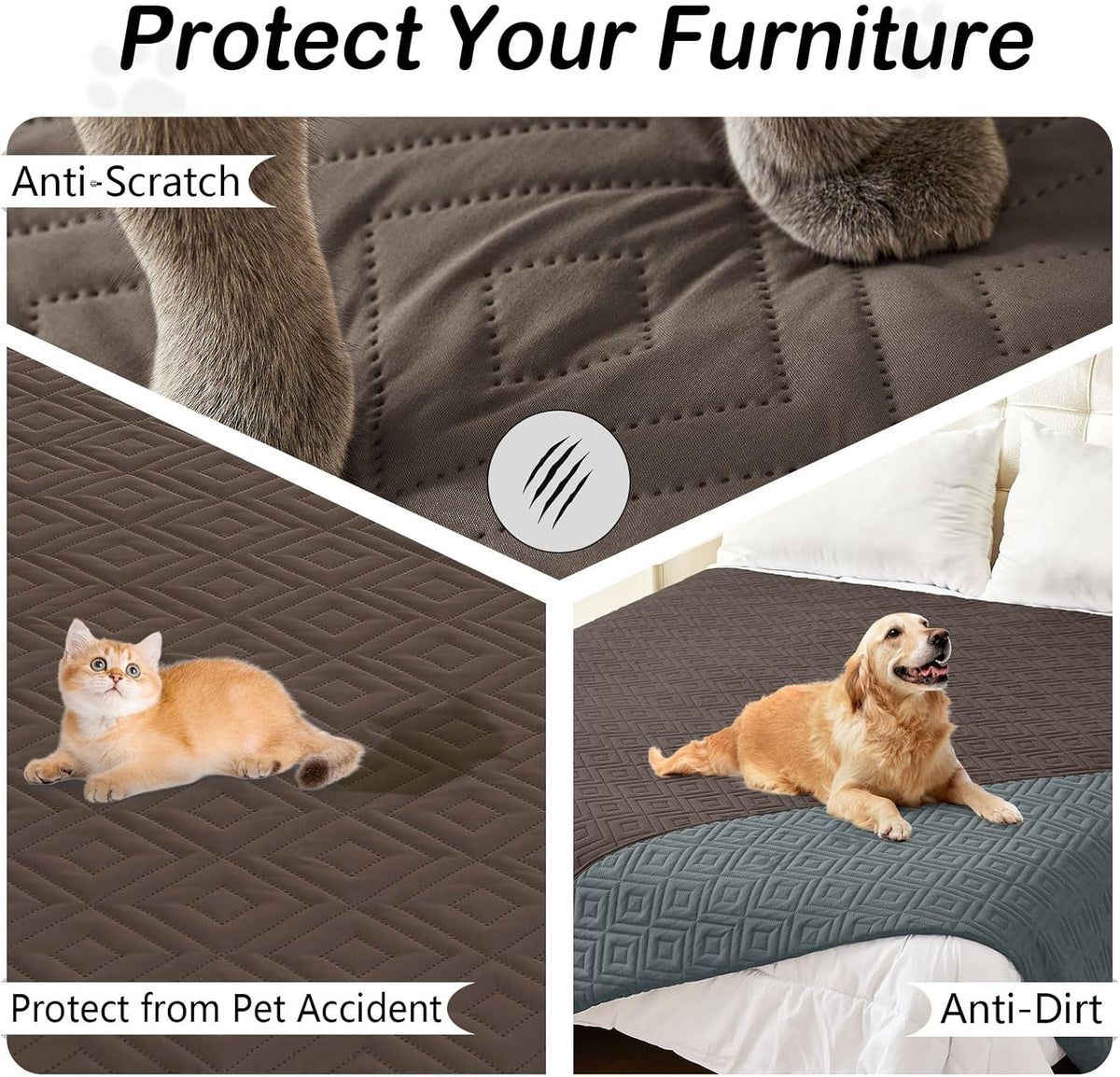 Waterproof Reversible Dog Blanket, Pet Blanket for Sofa Couch | Waterproof Protection, Soft Fabric, Reversible Design, Washable, Sofa Protection from Pet Hair & Messes (30x70 Inch)
