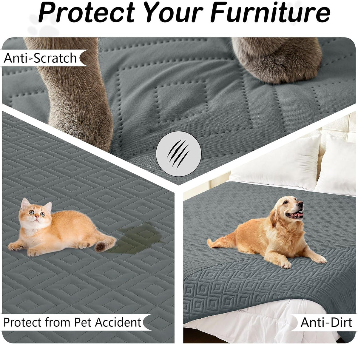 Waterproof Reversible Dog Blanket, Pet Blanket for Sofa Couch | Waterproof Protection, Soft Fabric, Reversible Design, Washable, Sofa Protection from Pet Hair & Messes (30x70 Inch)