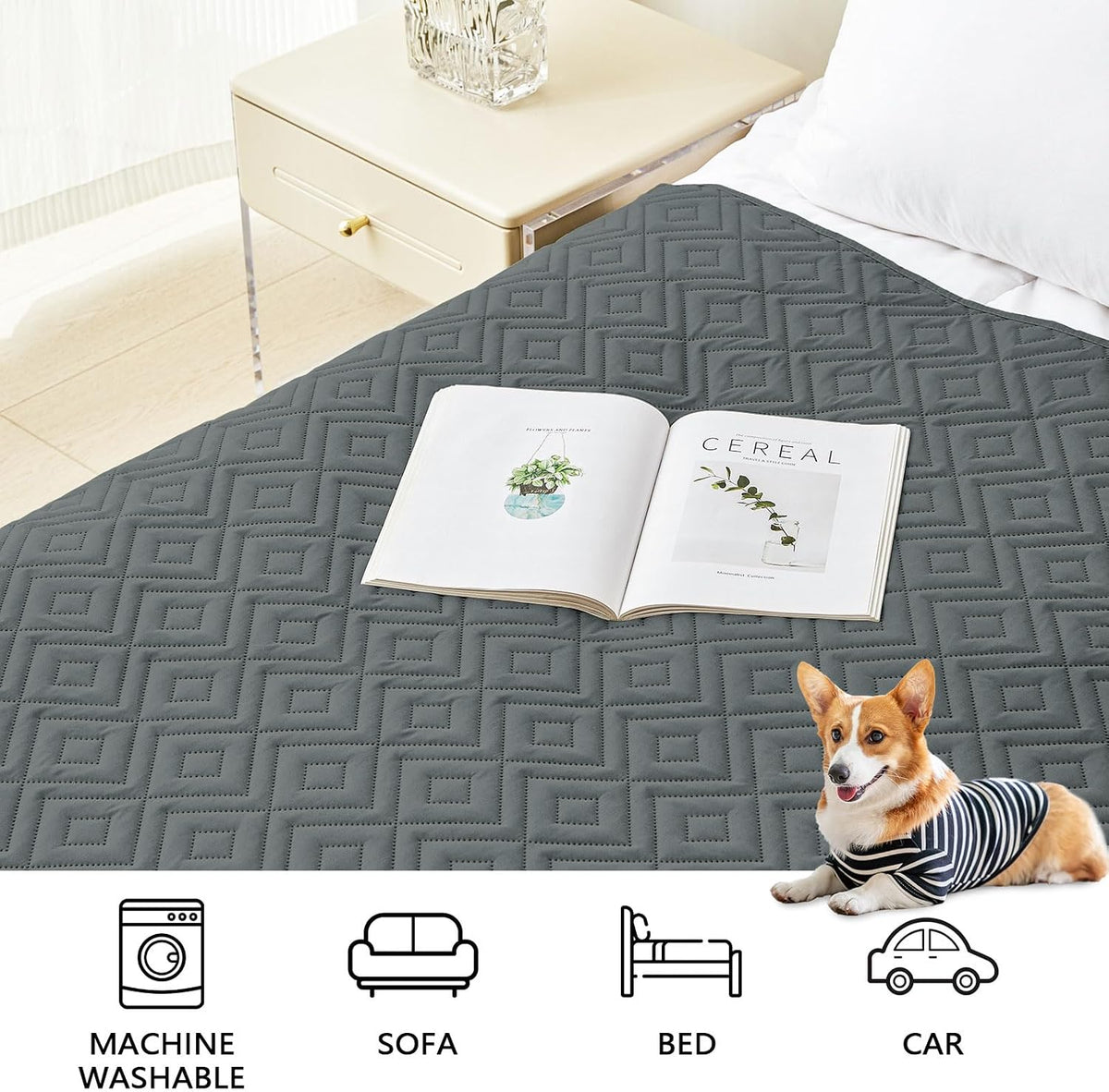 Waterproof Reversible Dog Blanket, Pet Blanket for Sofa Couch | Waterproof Protection, Soft Fabric, Reversible Design, Washable, Sofa Protection from Pet Hair & Messes (30x70 Inch)