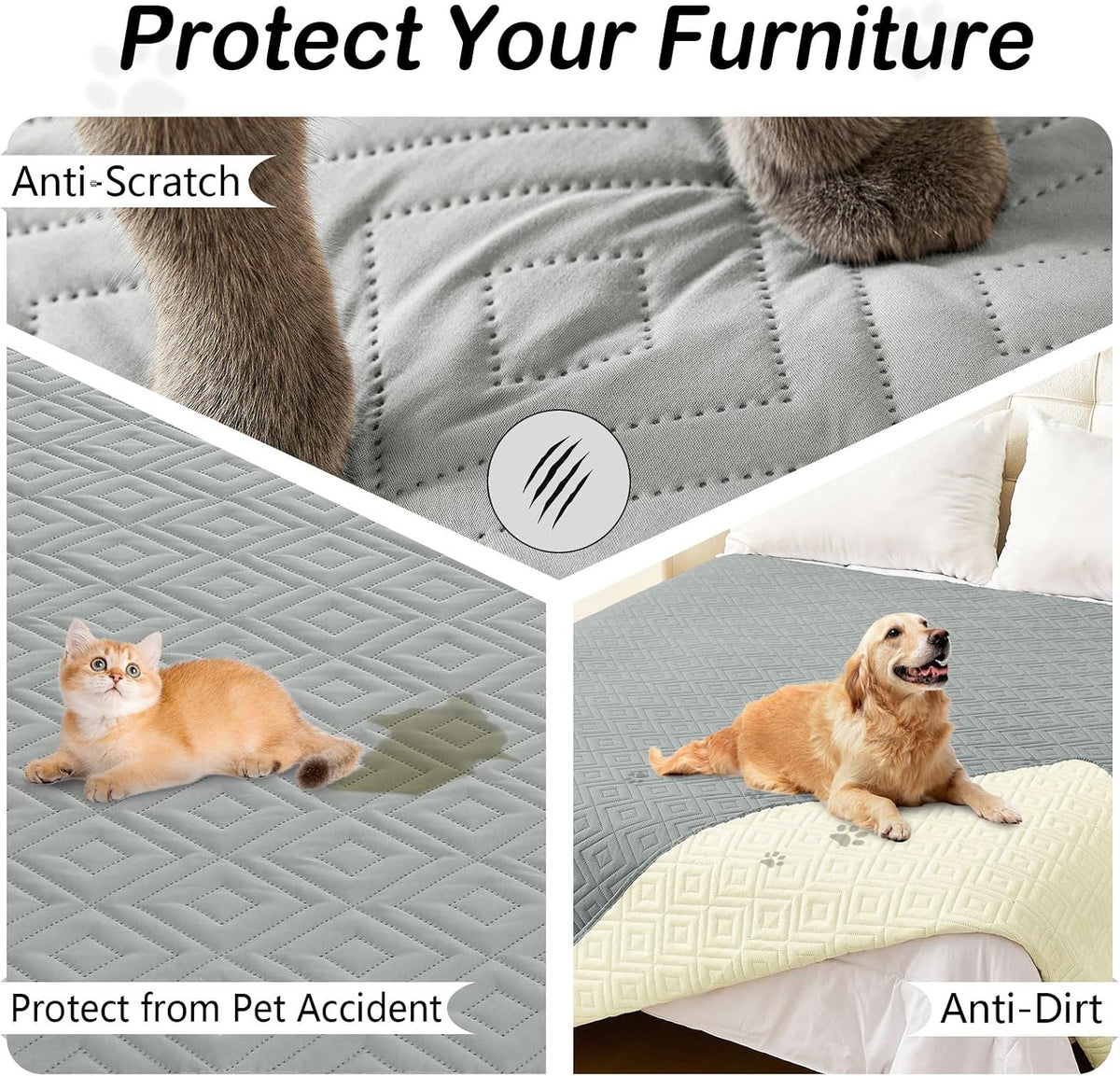 Waterproof Reversible Dog Blanket, Pet Blanket for Sofa Couch | Waterproof Protection, Soft Fabric, Reversible Design, Washable, Sofa Protection from Pet Hair & Messes (30x70 Inch)