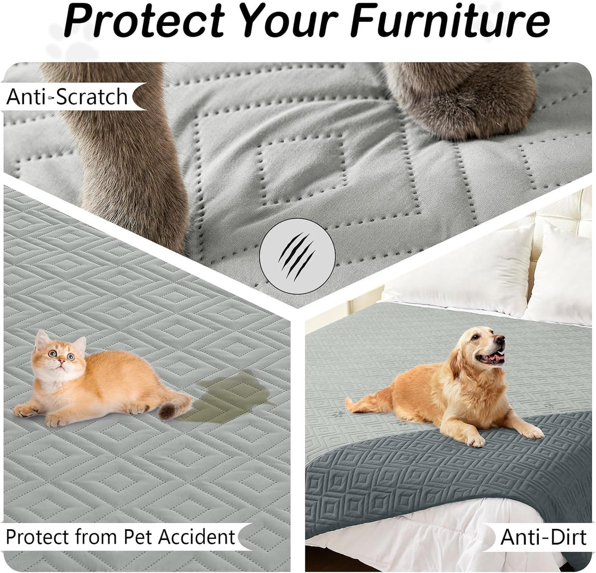 Waterproof Reversible Dog Blanket, Pet Blanket for Sofa Couch | Waterproof Protection, Soft Fabric, Reversible Design, Washable, Sofa Protection from Pet Hair & Messes (30x70 Inch)