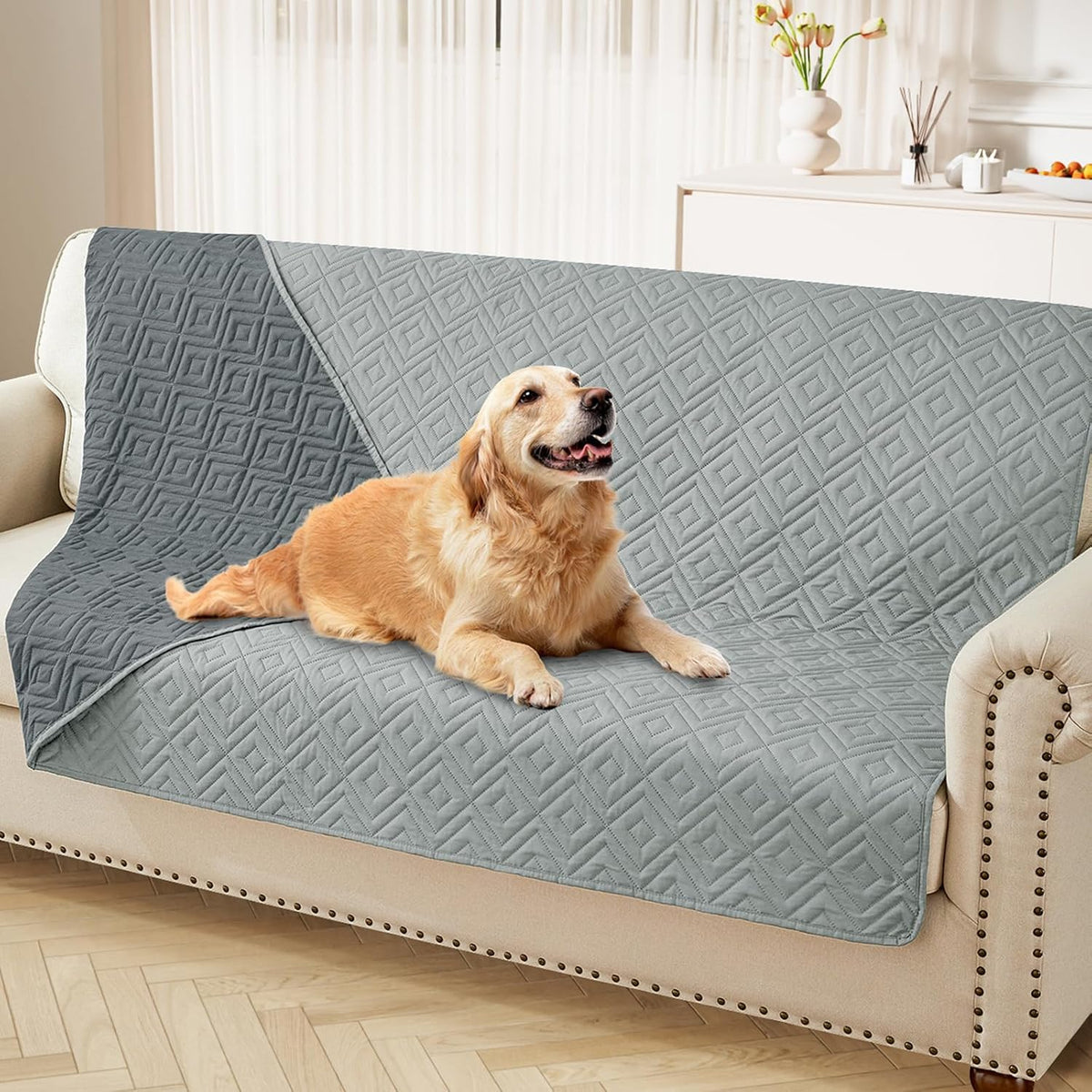 Waterproof Reversible Dog Blanket, Pet Blanket for Sofa Couch | Waterproof Protection, Soft Fabric, Reversible Design, Washable, Sofa Protection from Pet Hair & Messes (30x70 Inch)