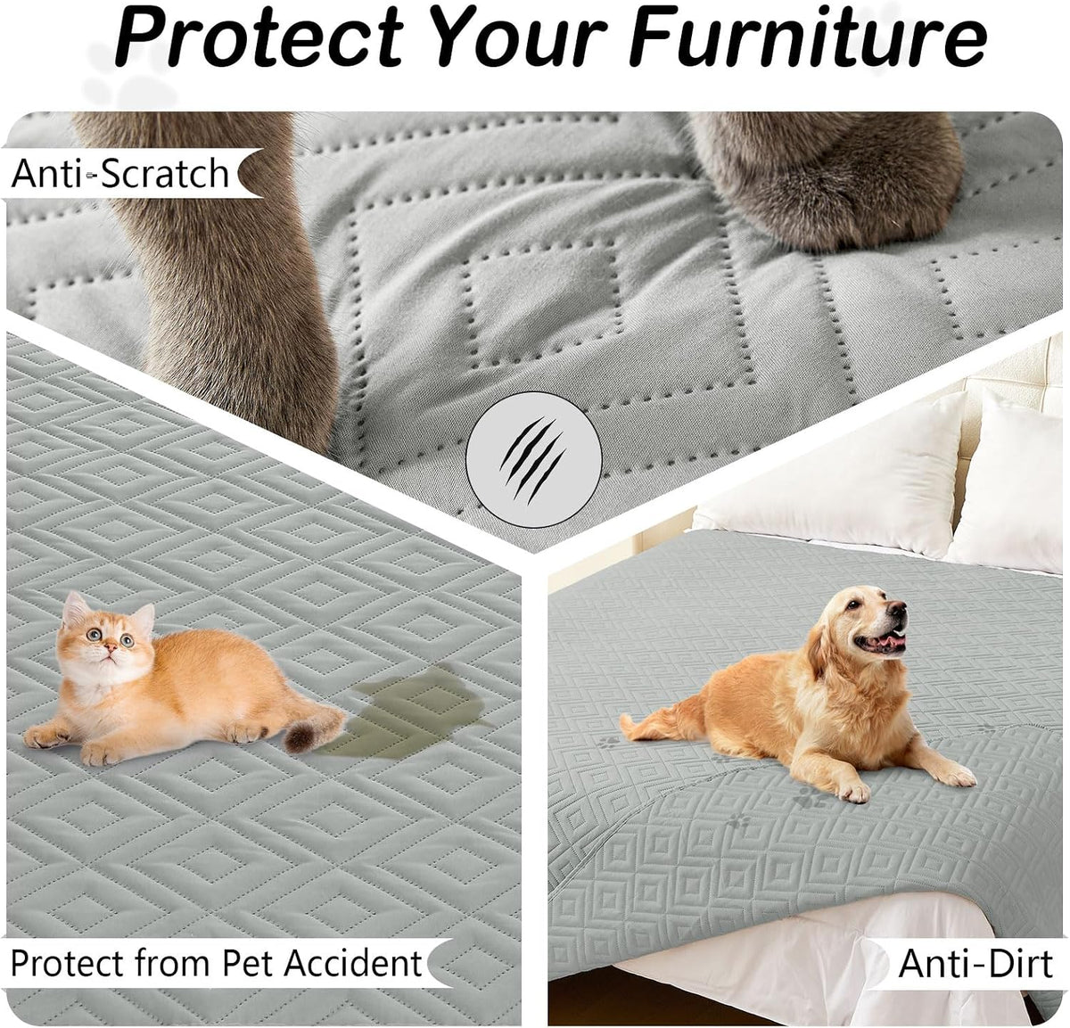 Waterproof Reversible Dog Blanket, Pet Blanket for Sofa Couch | Waterproof Protection, Soft Fabric, Reversible Design, Washable, Sofa Protection from Pet Hair & Messes (30x70 Inch)