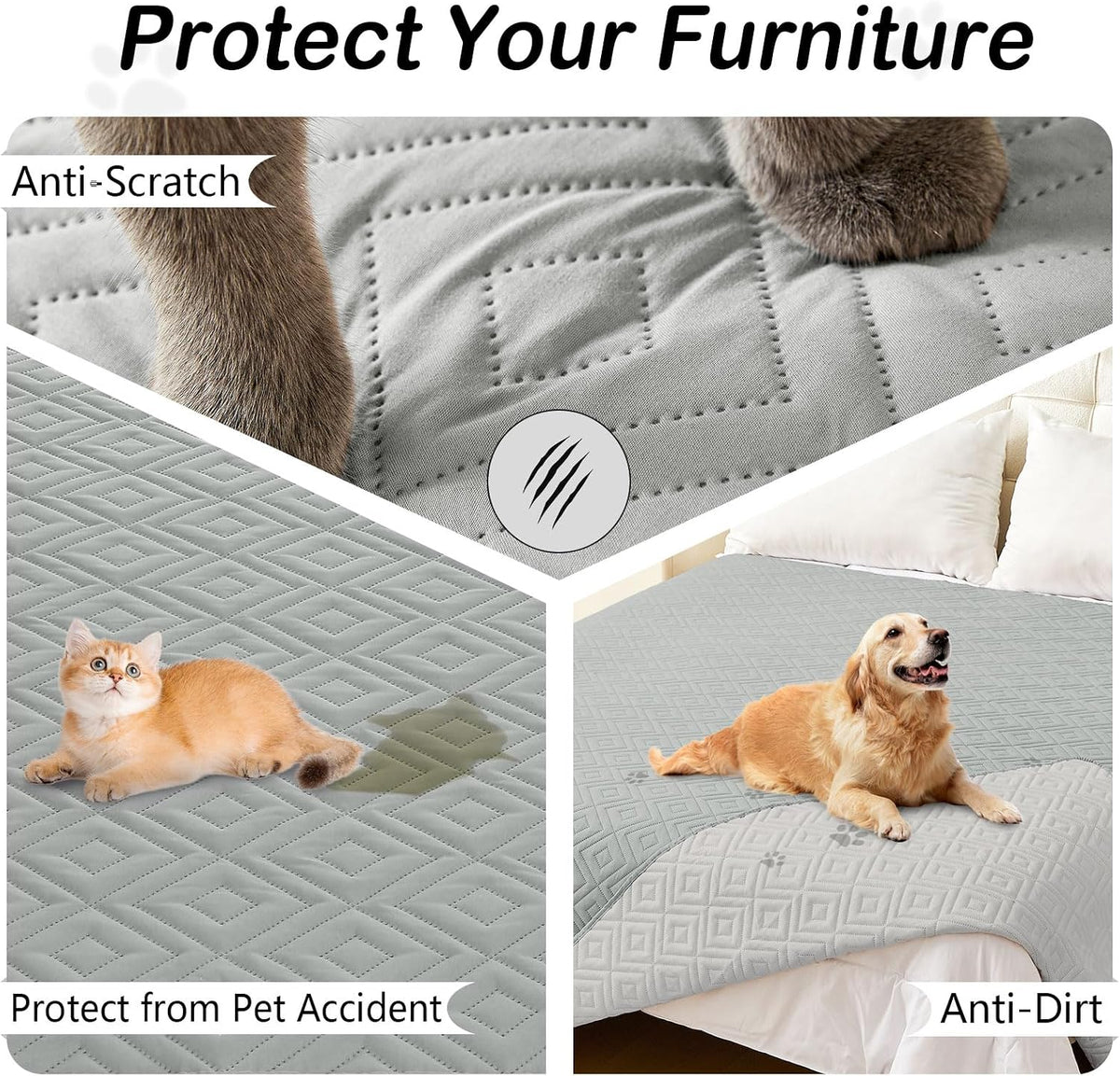 Waterproof Reversible Dog Blanket, Pet Blanket for Sofa Couch | Waterproof Protection, Soft Fabric, Reversible Design, Washable, Sofa Protection from Pet Hair & Messes (30x70 Inch)