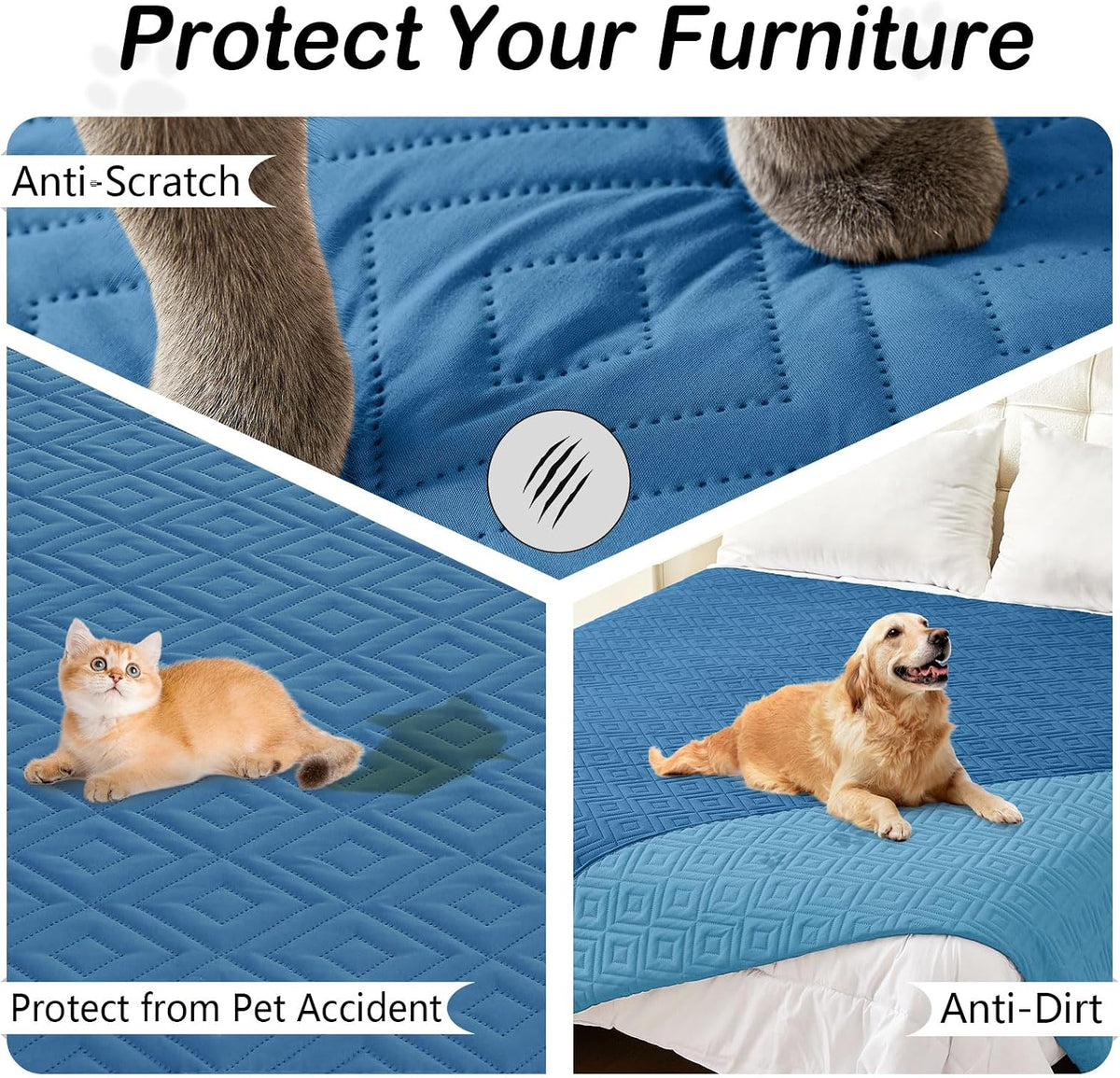 Waterproof Reversible Dog Blanket, Pet Blanket for Sofa Couch | Waterproof Protection, Soft Fabric, Reversible Design, Washable, Sofa Protection from Pet Hair & Messes (30x70 Inch)