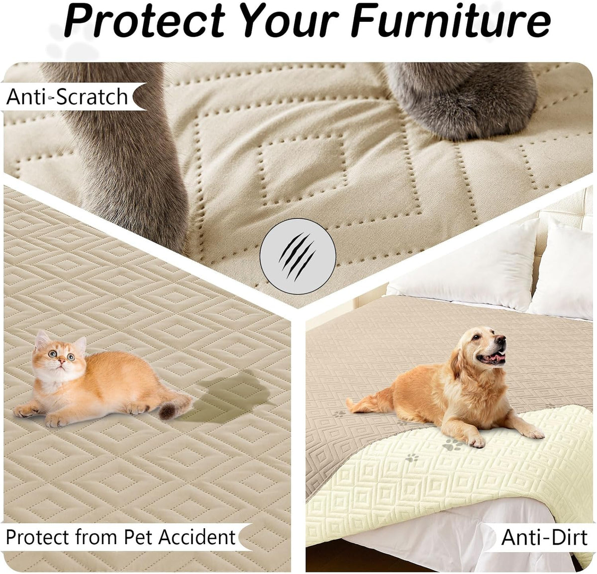 Waterproof Reversible Dog Blanket, Pet Blanket for Sofa Couch | Waterproof Protection, Soft Fabric, Reversible Design, Washable, Sofa Protection from Pet Hair & Messes (30x70 Inch)