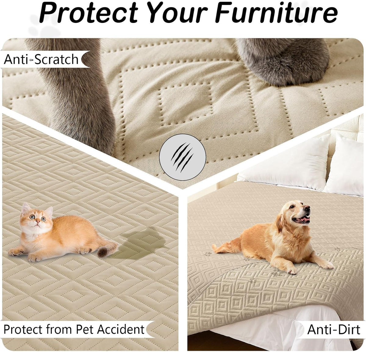 Waterproof Reversible Dog Blanket, Pet Blanket for Sofa Couch | Waterproof Protection, Soft Fabric, Reversible Design, Washable, Sofa Protection from Pet Hair & Messes (30x70 Inch)
