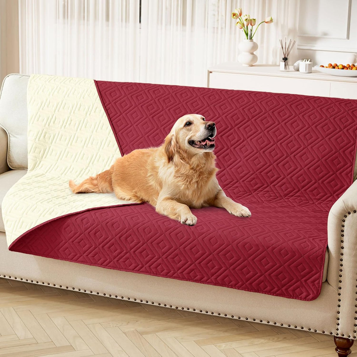 Waterproof Reversible Dog Blanket, Pet Blanket for Sofa Couch | Waterproof Protection, Soft Fabric, Reversible Design, Washable, Sofa Protection from Pet Hair & Messes (30x70 Inch)