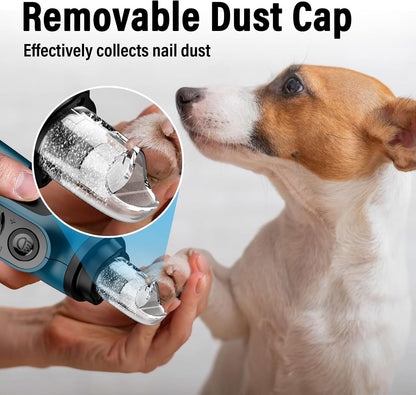 Smart 6-Speed Dog Nail Grinder - 50% More Power Pet Nail Grinder with 2 LED Lights Quiet Rechargeable Electric Dog Nail Trimmers File Toenail Grinder for Large Medium Small Dogs & Cats (White)