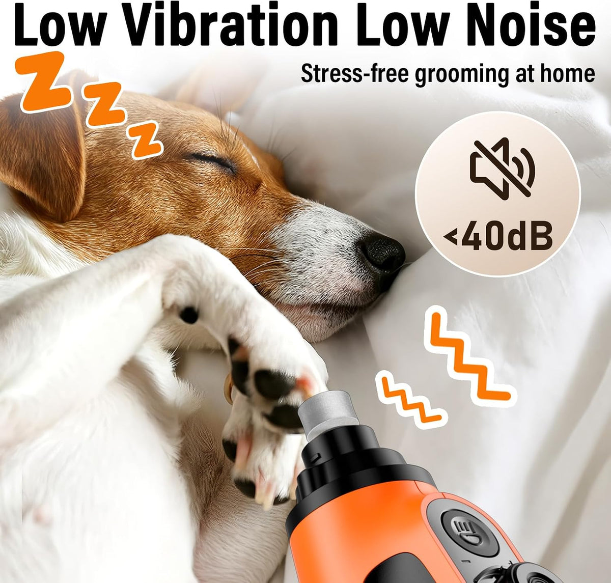 Smart 6-Speed Dog Nail Grinder - 50% More Power Pet Nail Grinder with 2 LED Lights Quiet Rechargeable Electric Dog Nail Trimmers File Toenail Grinder for Large Medium Small Dogs & Cats (White)