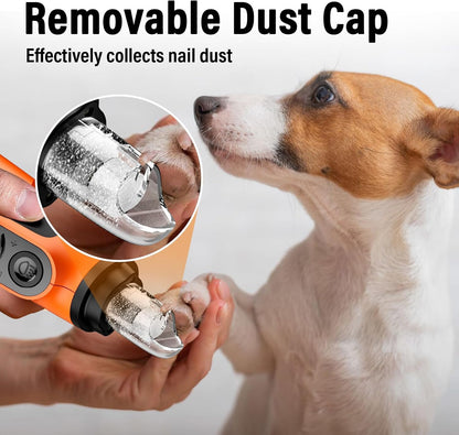Smart 6-Speed Dog Nail Grinder - 50% More Power Pet Nail Grinder with 2 LED Lights Quiet Rechargeable Electric Dog Nail Trimmers File Toenail Grinder for Large Medium Small Dogs & Cats (White)