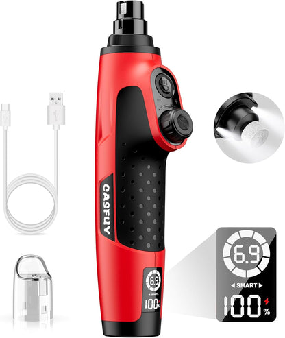 Smart 6-Speed Dog Nail Grinder - 50% More Power Pet Nail Grinder with 2 LED Lights Quiet Rechargeable Electric Dog Nail Trimmers File Toenail Grinder for Large Medium Small Dogs & Cats (White)