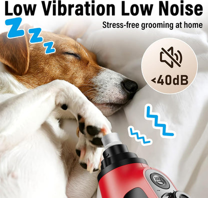 Smart 6-Speed Dog Nail Grinder - 50% More Power Pet Nail Grinder with 2 LED Lights Quiet Rechargeable Electric Dog Nail Trimmers File Toenail Grinder for Large Medium Small Dogs & Cats (White)