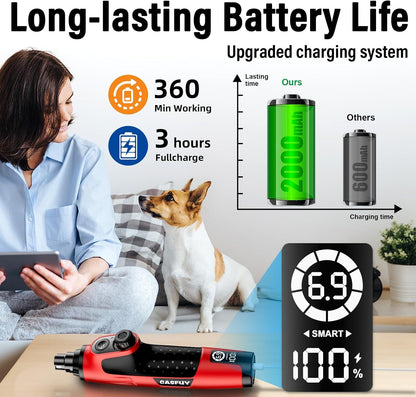 Smart 6-Speed Dog Nail Grinder - 50% More Power Pet Nail Grinder with 2 LED Lights Quiet Rechargeable Electric Dog Nail Trimmers File Toenail Grinder for Large Medium Small Dogs & Cats (White)