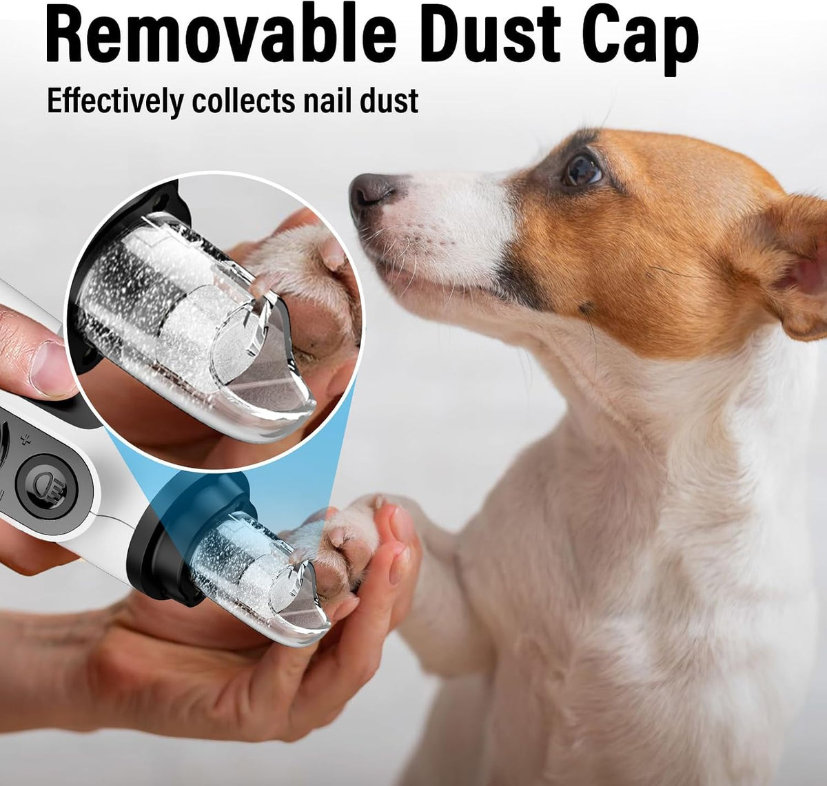 Smart 6-Speed Dog Nail Grinder - 50% More Power Pet Nail Grinder with 2 LED Lights Quiet Rechargeable Electric Dog Nail Trimmers File Toenail Grinder for Large Medium Small Dogs & Cats (White)