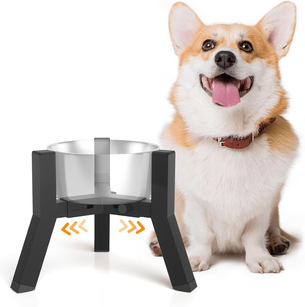 Dog Bowl Stand for Medium Large Dogs, Adjustable Width Elevated Dog Bowls 7-10.6", Raised Dog Food Water Bowls, 11 inch Tall Single Holder, Black,Bowl Not Included