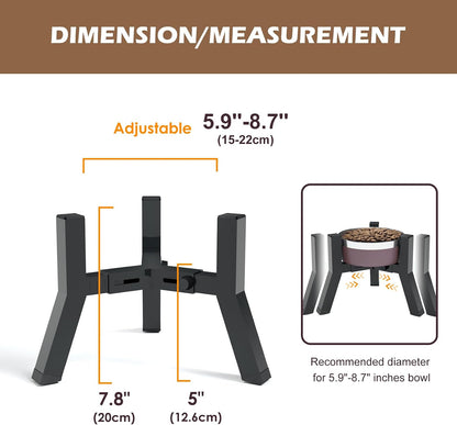 Dog Bowl Stand for Medium Large Dogs, Adjustable Width Elevated Dog Bowls 7-10.6", Raised Dog Food Water Bowls, 11 inch Tall Single Holder, Black,Bowl Not Included