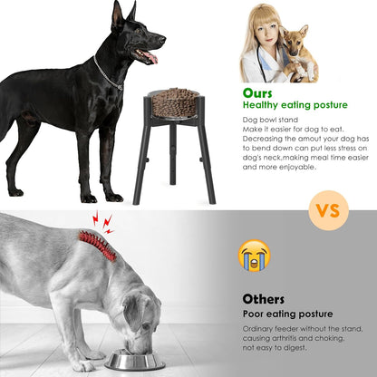 Dog Bowl Stand for Medium Large Dogs, Adjustable Width Elevated Dog Bowls 7-10.6", Raised Dog Food Water Bowls, 11 inch Tall Single Holder, Black,Bowl Not Included