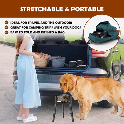 Dog Bowl Stand for Medium Large Dogs, Adjustable Width Elevated Dog Bowls 7-10.6", Raised Dog Food Water Bowls, 11 inch Tall Single Holder, Black,Bowl Not Included