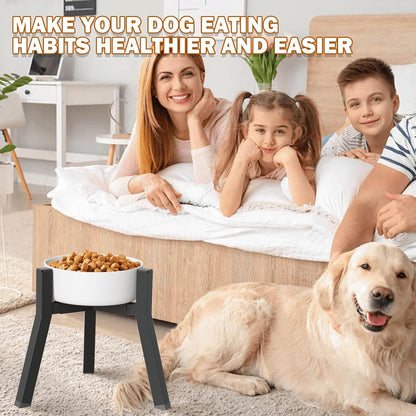 Dog Bowl Stand for Medium Large Dogs, Adjustable Width Elevated Dog Bowls 7-10.6", Raised Dog Food Water Bowls, 11 inch Tall Single Holder, Black,Bowl Not Included