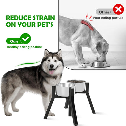 Dog Bowl Stand for Medium Large Dogs, Adjustable Width Elevated Dog Bowls 7-10.6", Raised Dog Food Water Bowls, 11 inch Tall Single Holder, Black,Bowl Not Included