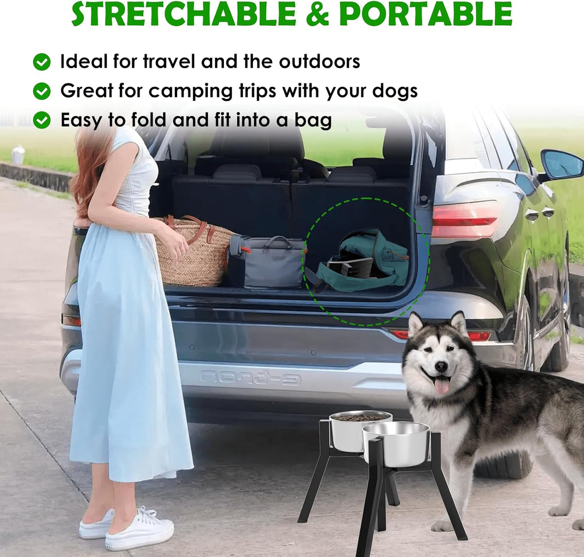 Dog Bowl Stand for Medium Large Dogs, Adjustable Width Elevated Dog Bowls 7-10.6", Raised Dog Food Water Bowls, 11 inch Tall Single Holder, Black,Bowl Not Included