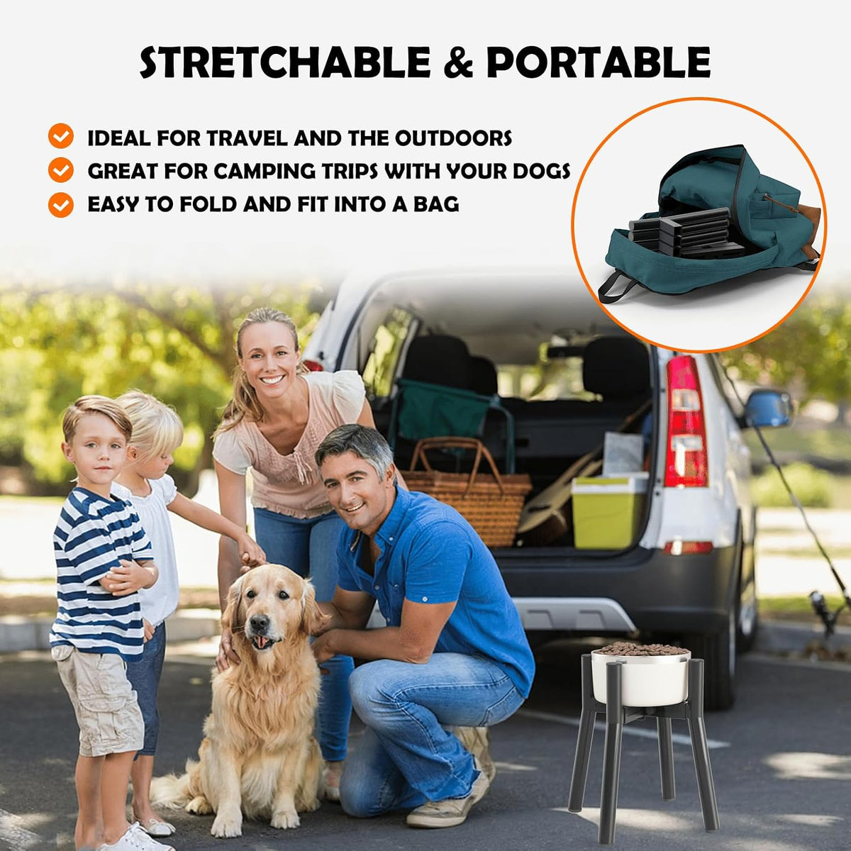 Dog Bowl Stand for Medium Large Dogs, Adjustable Width Elevated Dog Bowls 7-10.6", Raised Dog Food Water Bowls, 11 inch Tall Single Holder, Black,Bowl Not Included